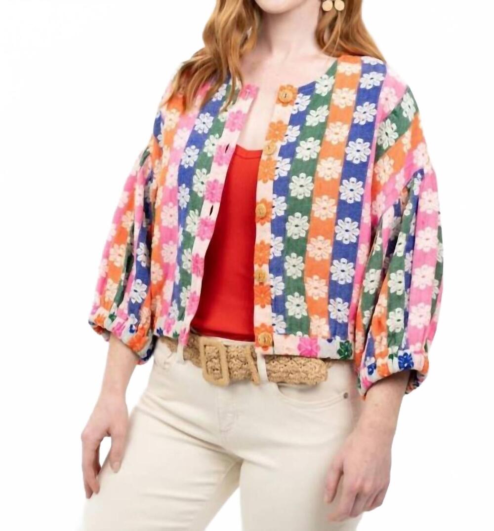 NEW IVY JANE rainbow daisy jacket in multi color